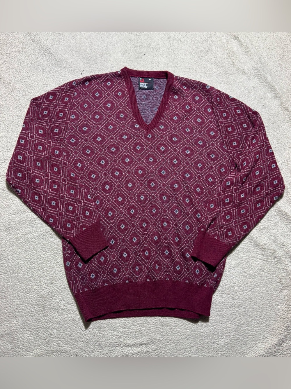 Robert Bruce Sweater Mens Medium V Neck Long Sleeve Knit Vintage‎ Acrylic USA